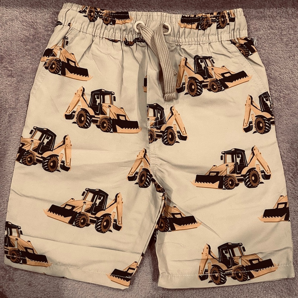 Kids Construction Print Casual Shorts